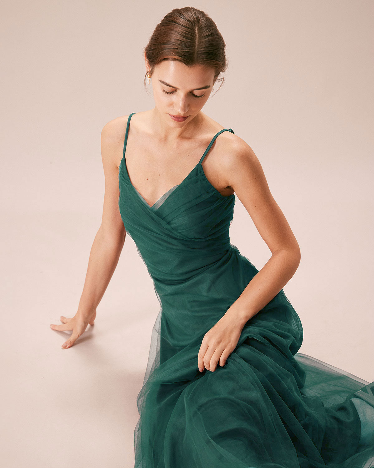 Green Mesh Wrap Slip Maxi Dress