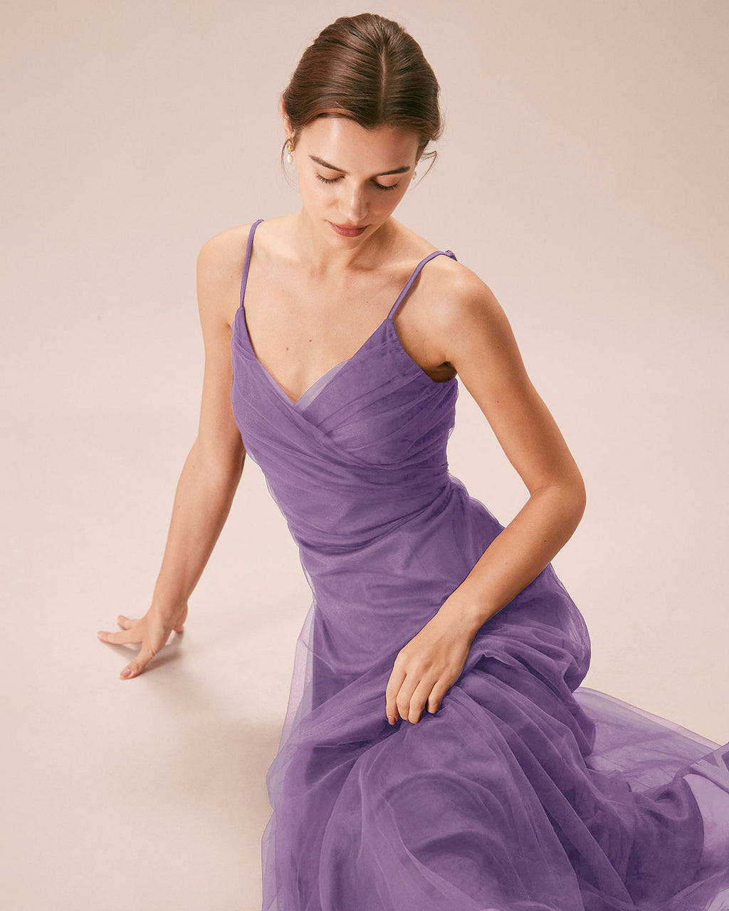 Purple Mesh Wrap Slip Maxi Dress