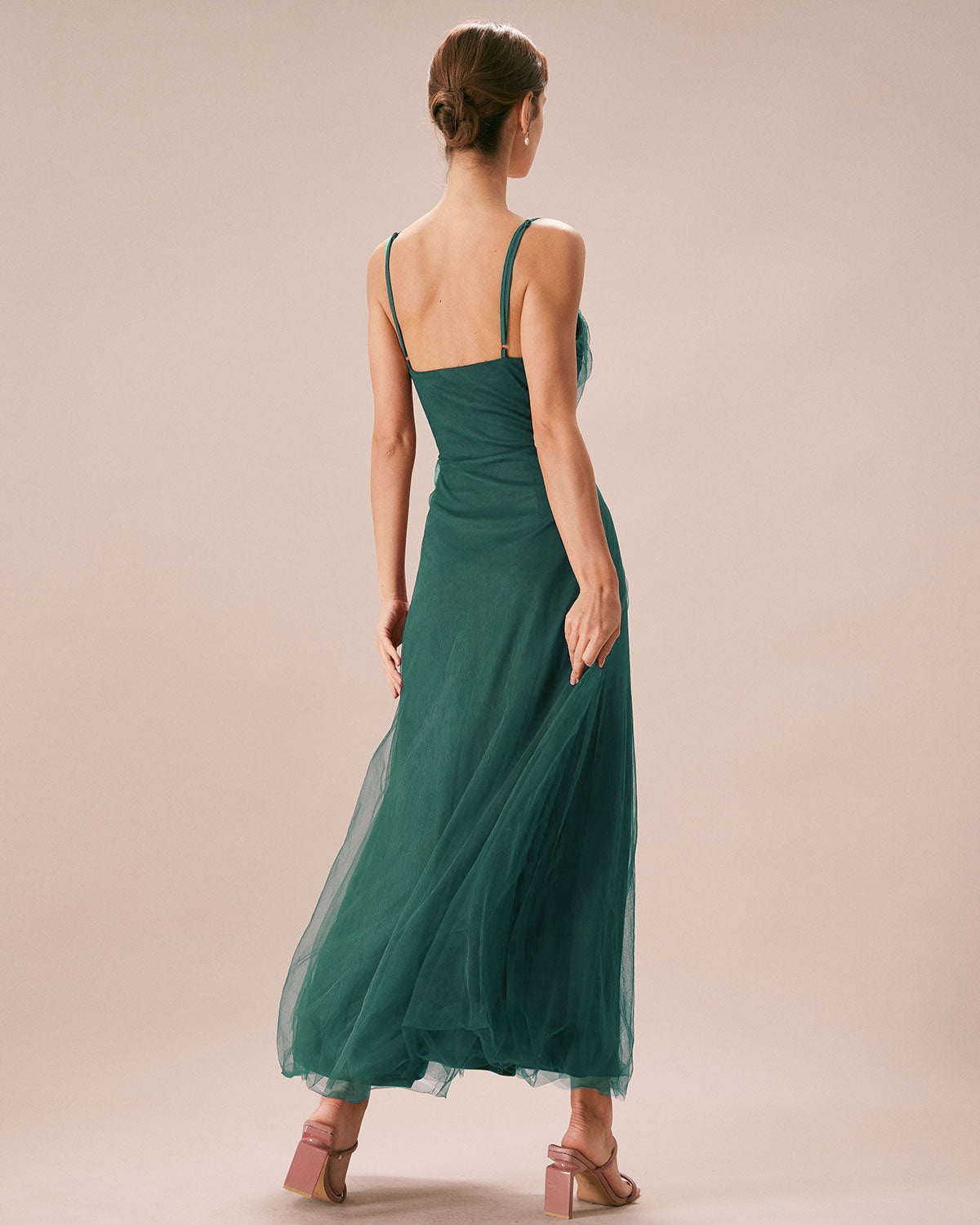 Green Mesh Wrap Slip Maxi Dress