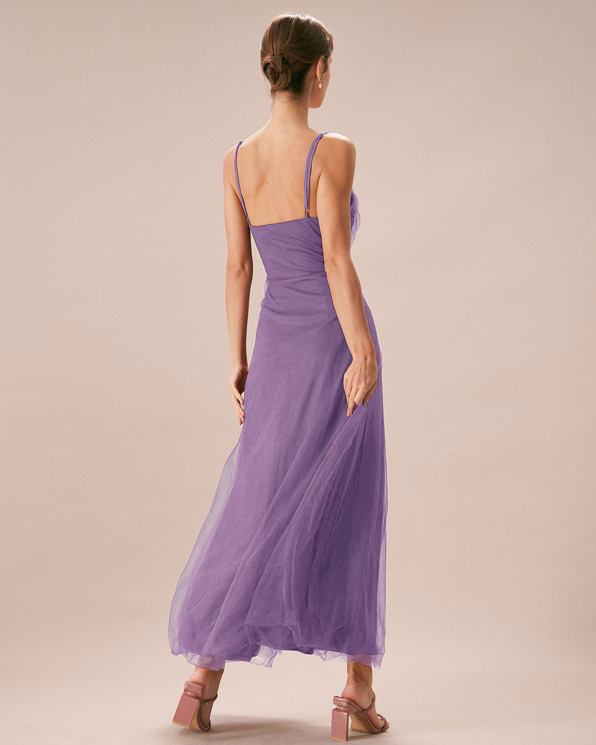 Purple Mesh Wrap Slip Maxi Dress