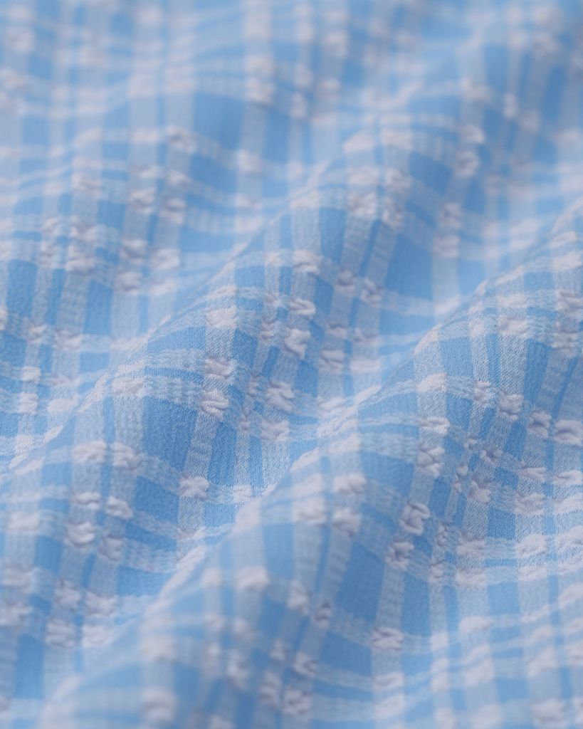 Blue Knitted Plaid Tankini Swimsuit