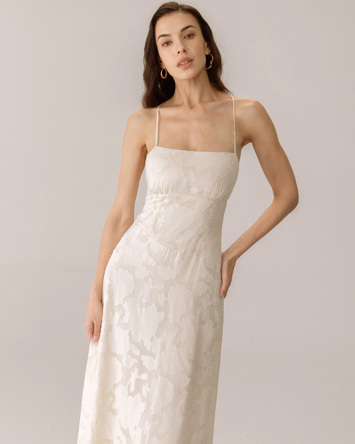 Rihoas Floral Jacquard Corset Maxi Dress | Square Neck Tie Back A-Line for Formal, Porm, Summer Events, Apricot / XS Rihoas Floral Jacquard Corset Maxi Dress | Square Neck Tie Back A-Line for Formal, Porm, Summer Events, Apricot / XS