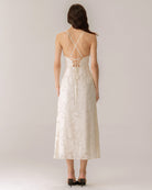 Apricot Jacquard Corset Slip Maxi Dress
