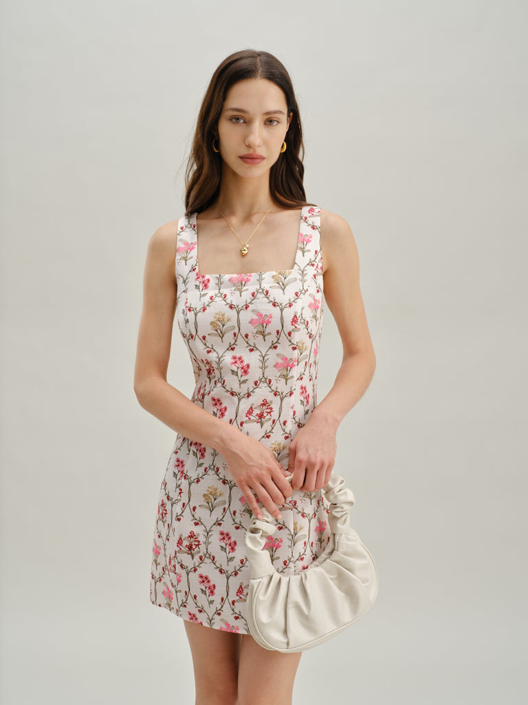 Floral Square Neck A-Line Slip Mini Dress