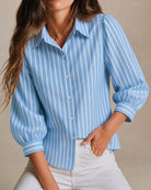 Blue Collar Striped Button Shirt