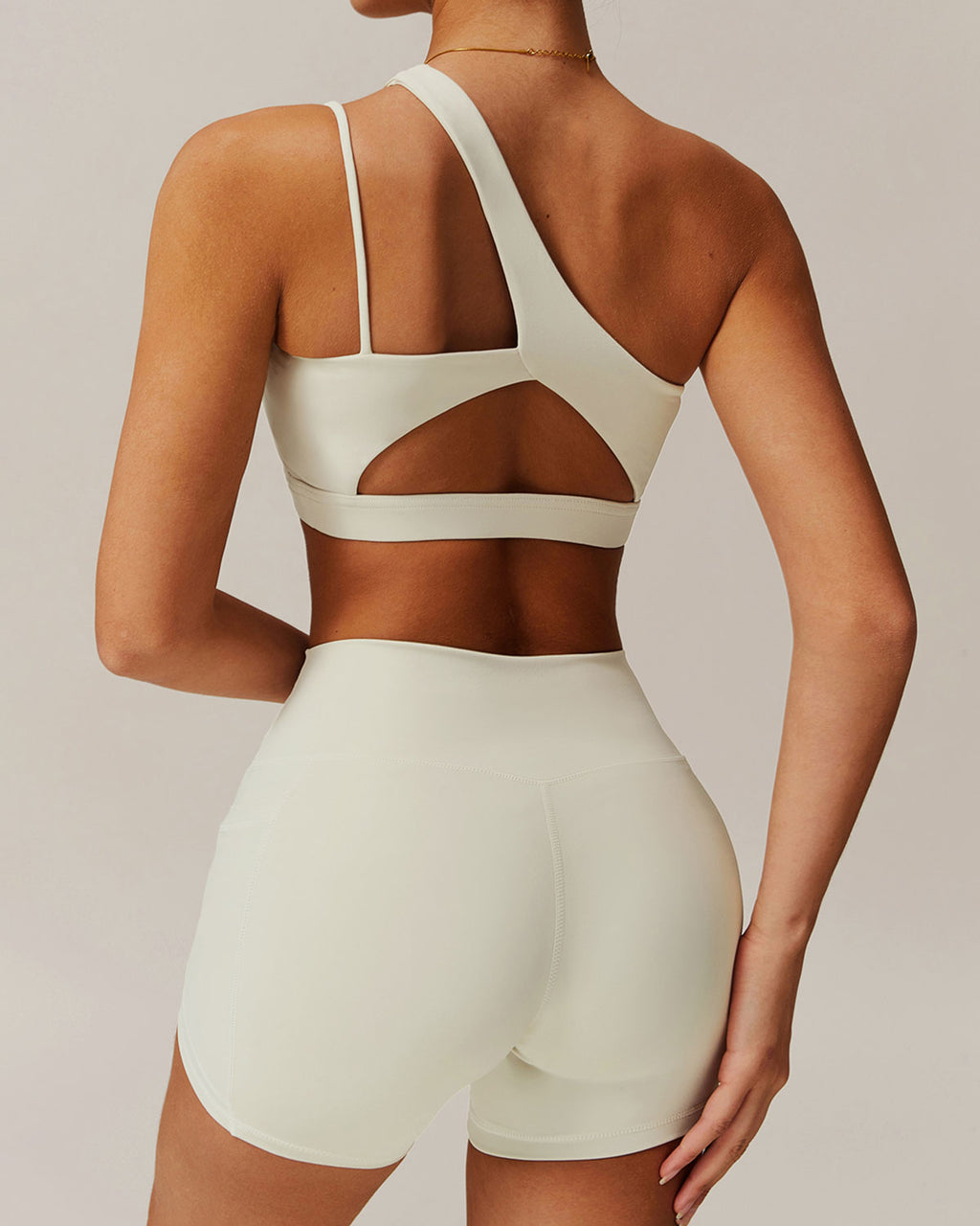 Apricot Cropped One Shoulder Yoga Cami Top