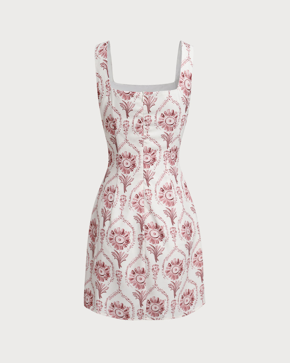 Pink Square Neck Floral Slip Mini Dress