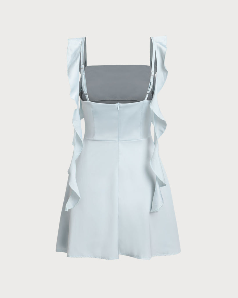Blue Square Neck Slip Mini Dress