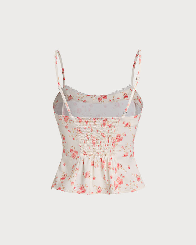 Pink Floral Cropped Cami Top