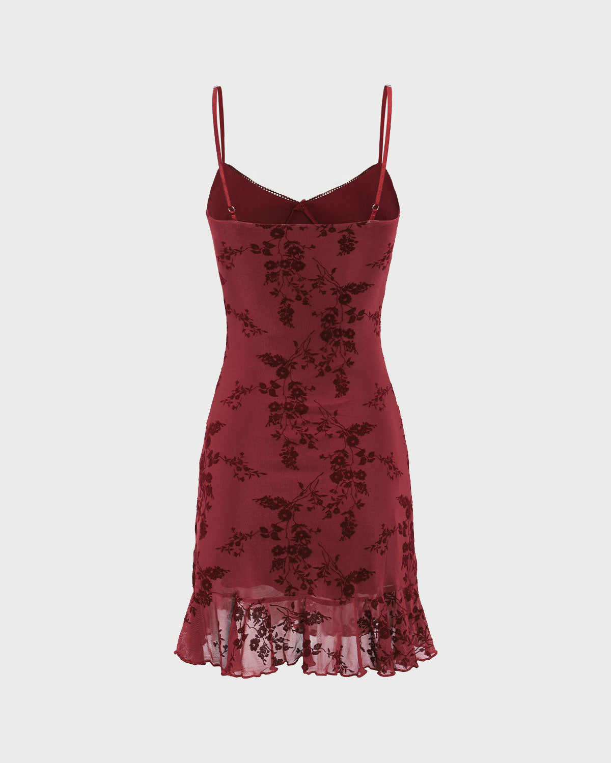 Red Floral Mesh Slip Mini Dress & Reviews - Wine Red - Dresses | RIHOAS Red Floral Mesh Slip Mini Dress & Reviews - Wine Red - Dresses | RIHOAS