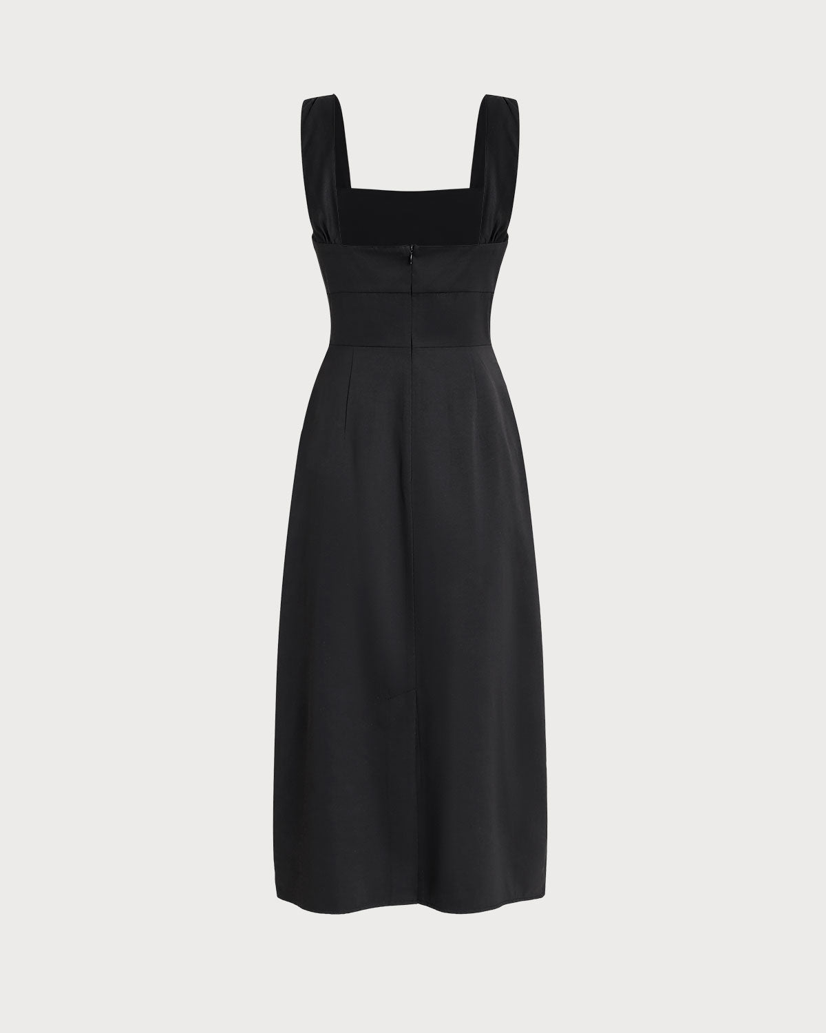 Black Ruffle Ruched Slip Midi Dress