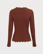 Women's Brown Round Neck Slim Sweater