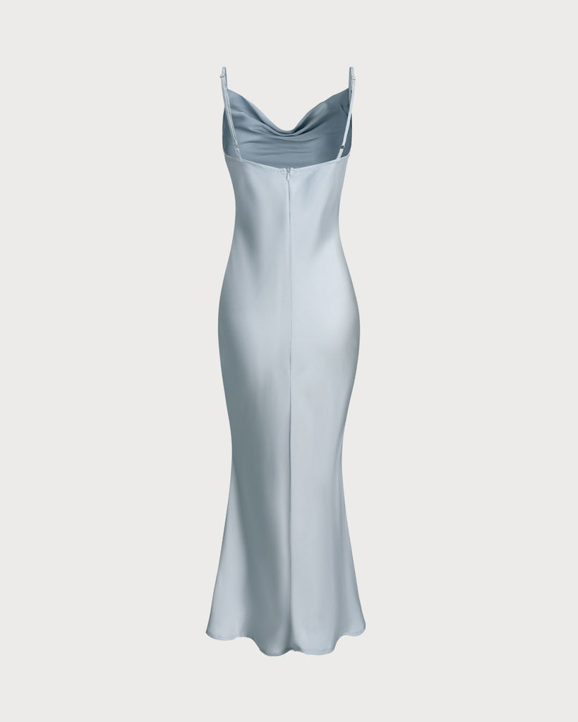 Grey Satin Slip Maxi Dress