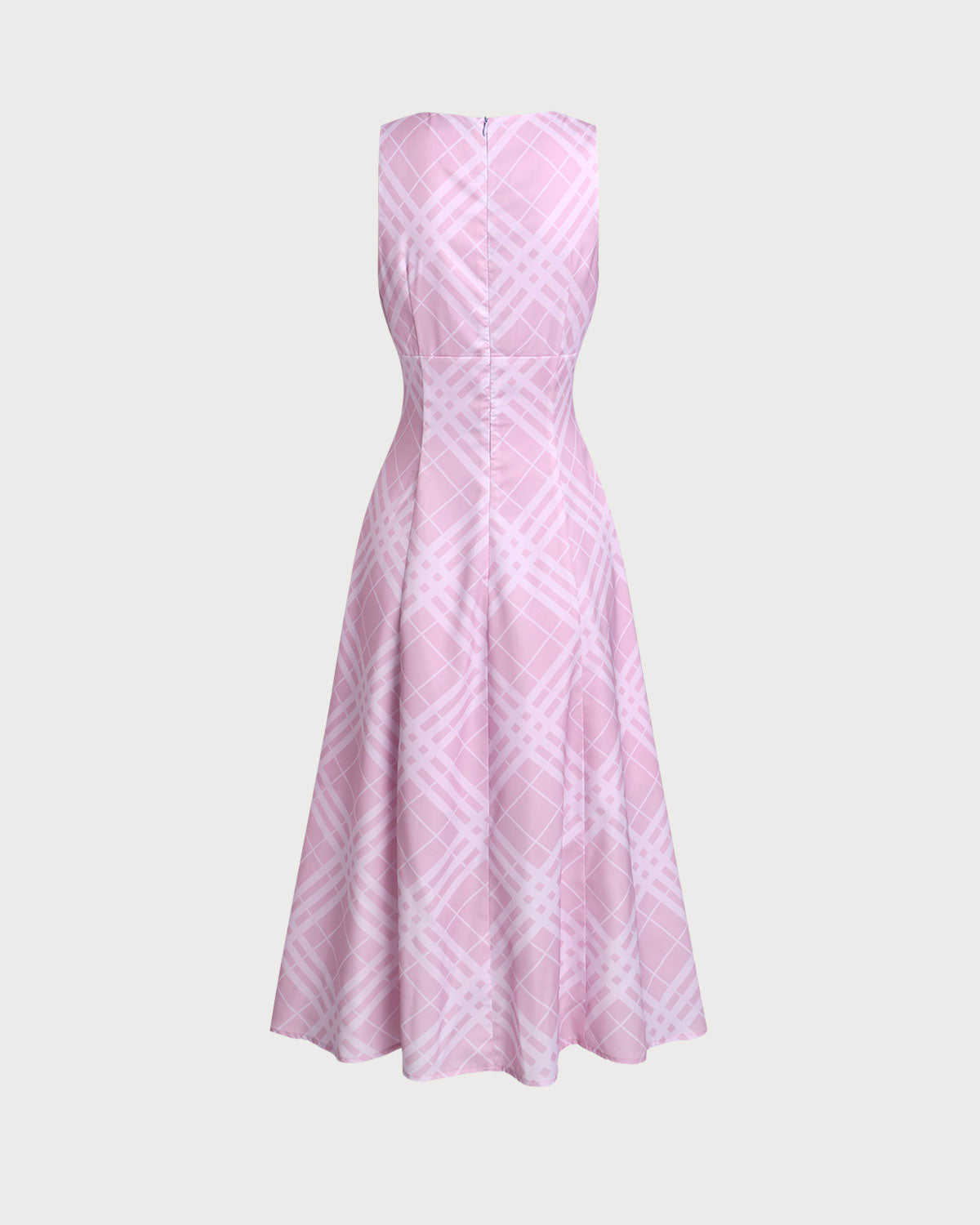 Pink Striped Sleeveless Midi Dress