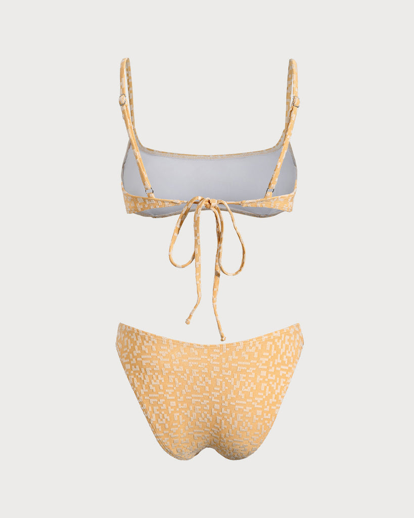 Yellow Geometric Bralette Bikini Set