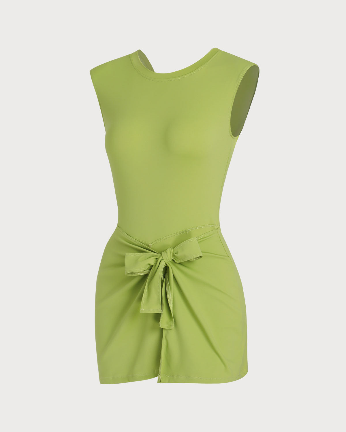 Green Round Neck High Stretch Yoga Dress