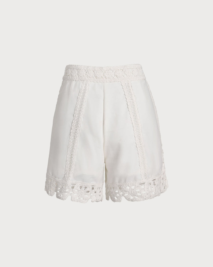 White Crochet Cotton Shorts