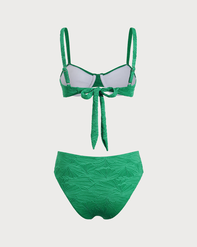 Green Textured Underwire Bikini Set