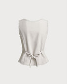 Apricot Boat Neck Button Vest