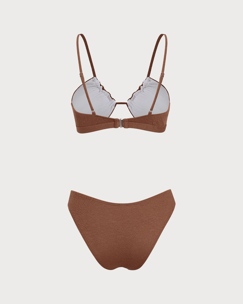 Brown Leopard Print Ruched Bikini Set