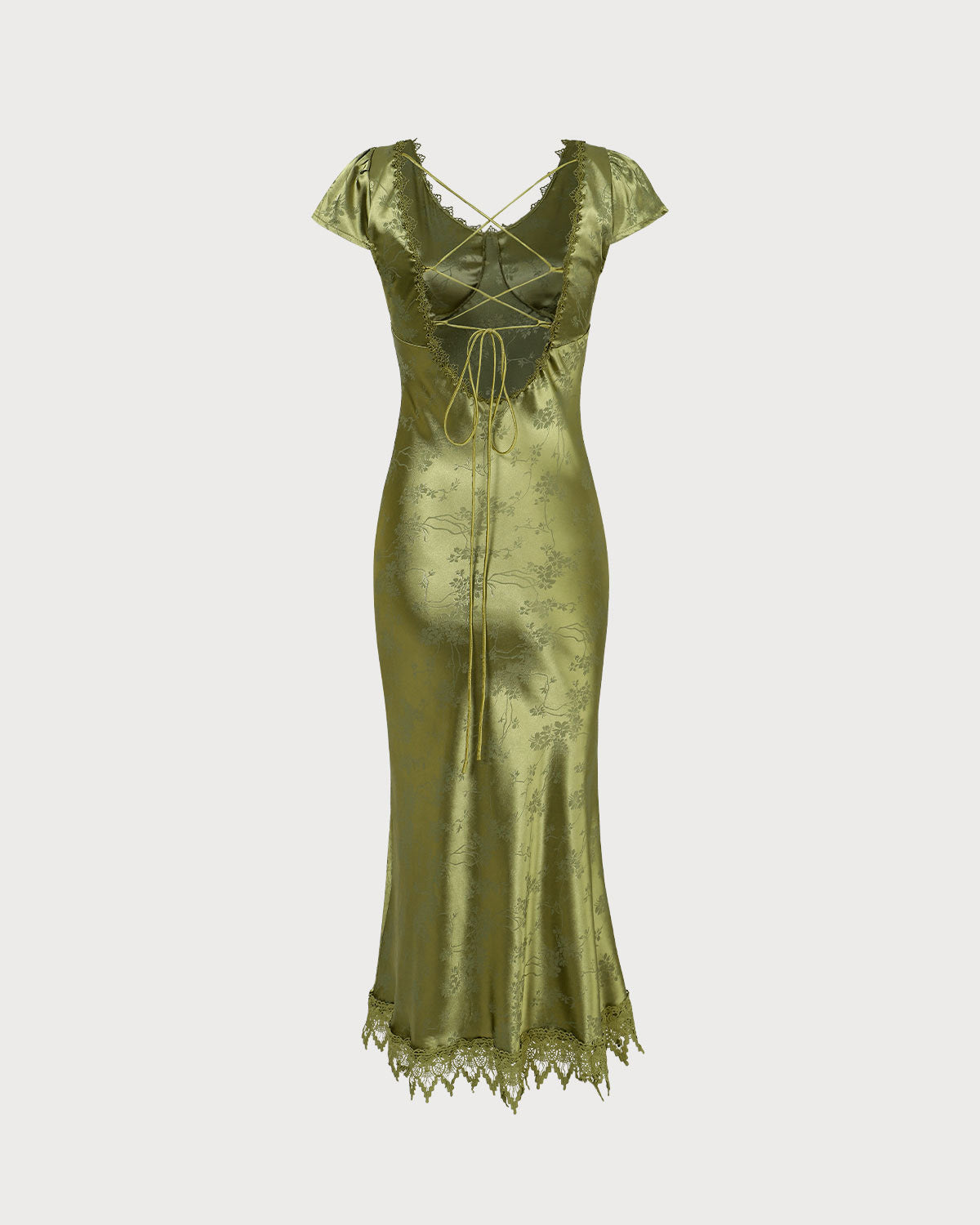 Rihoas Jacquard Cap Sleeve Satin Midi Dress for Women, Green / XL Rihoas Jacquard Cap Sleeve Satin Midi Dress for Women, Green / XL
