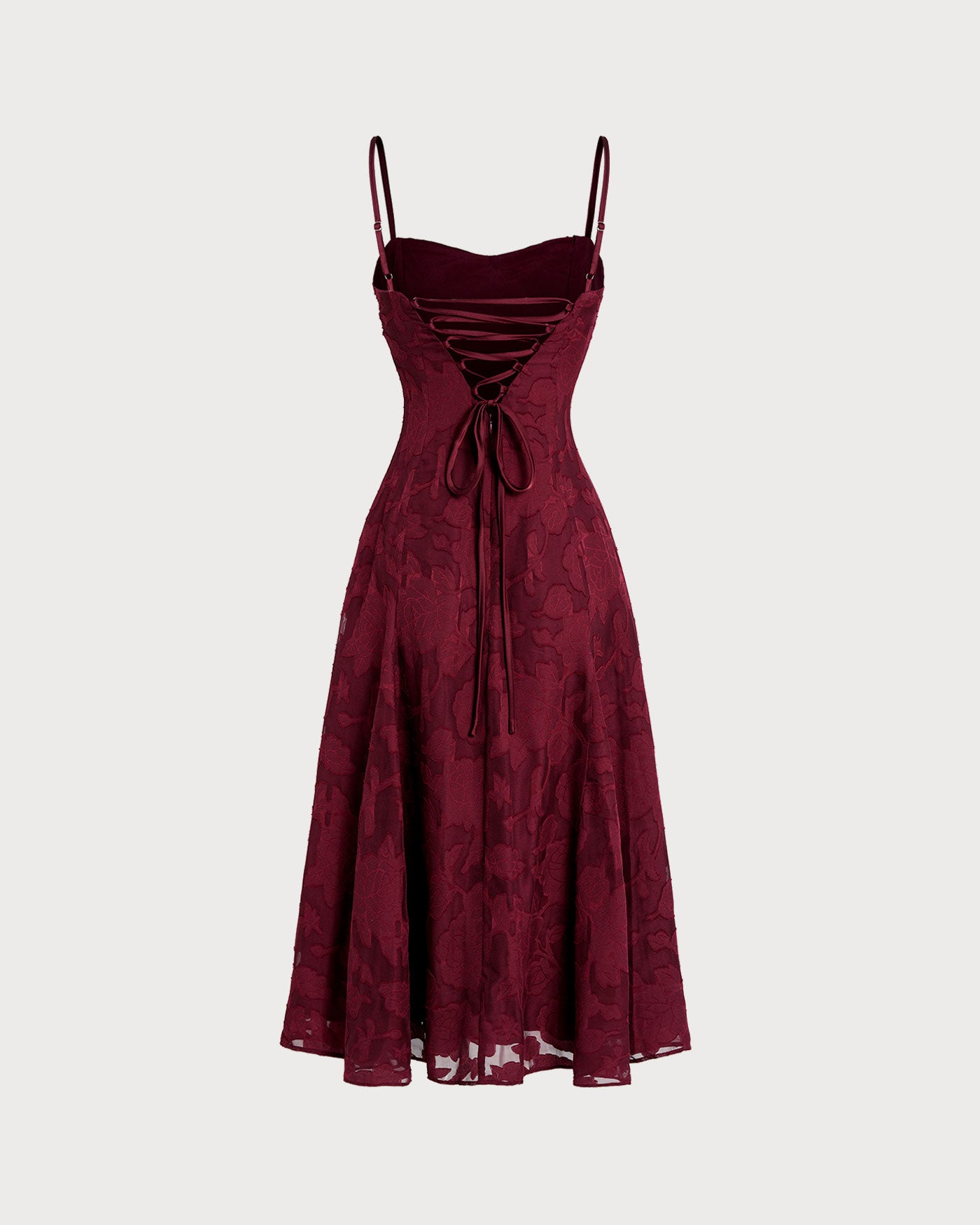Wine Red Sweetheart Neck Jacquard Slip Midi Dress & Reviews - Wine Red - Dresses | RIHOAS Wine Red Sweetheart Neck Jacquard Slip Midi Dress & Reviews - Wine Red - Dresses | RIHOAS