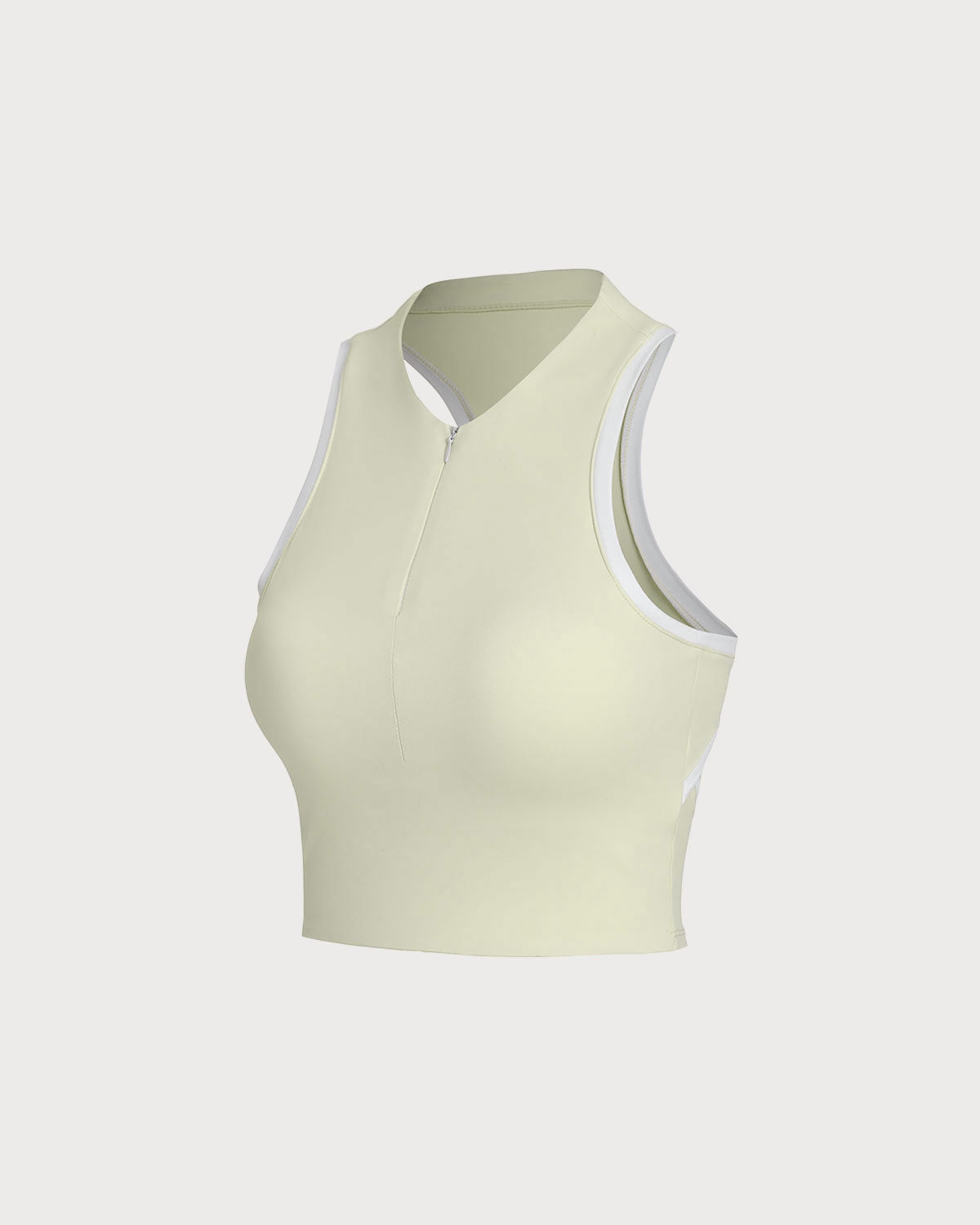 Apricot Round Neck Zipper Yoga Tank Top