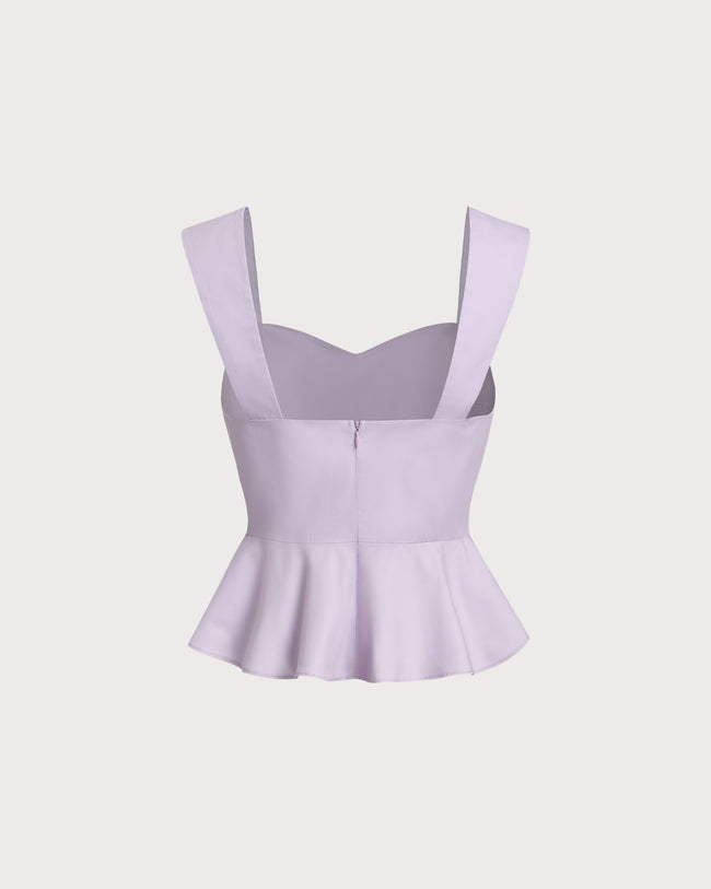 Purple Sweetheart Neck Tank Top