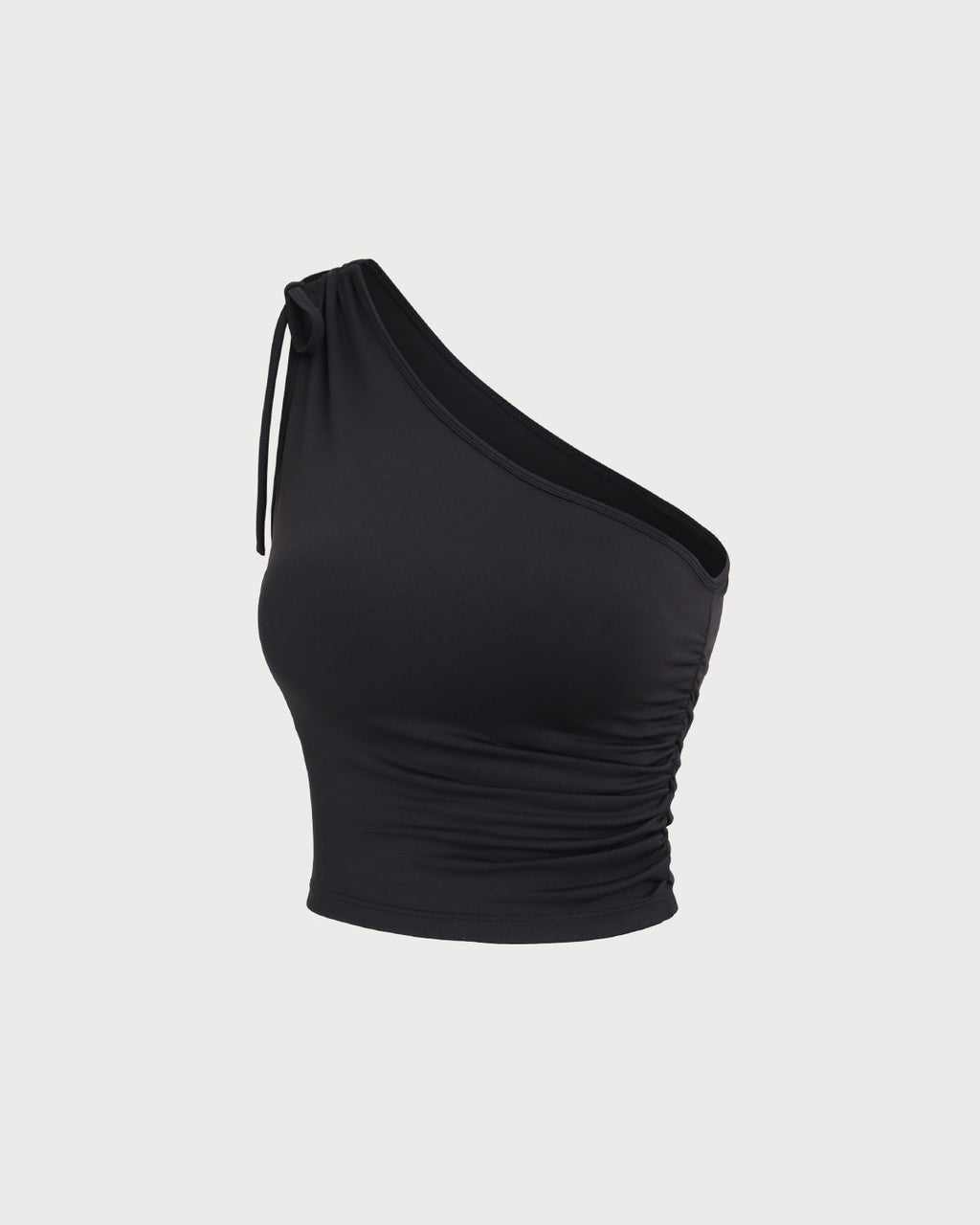 Black One Shoulder Yoga Tank Top