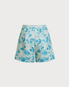 Blue Floral Pocket Shorts