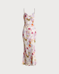 Pink Floral Mermaid Slip Midi Dress