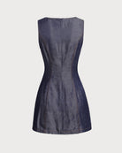 Blue Sleeveless Pocket Mini Dress
