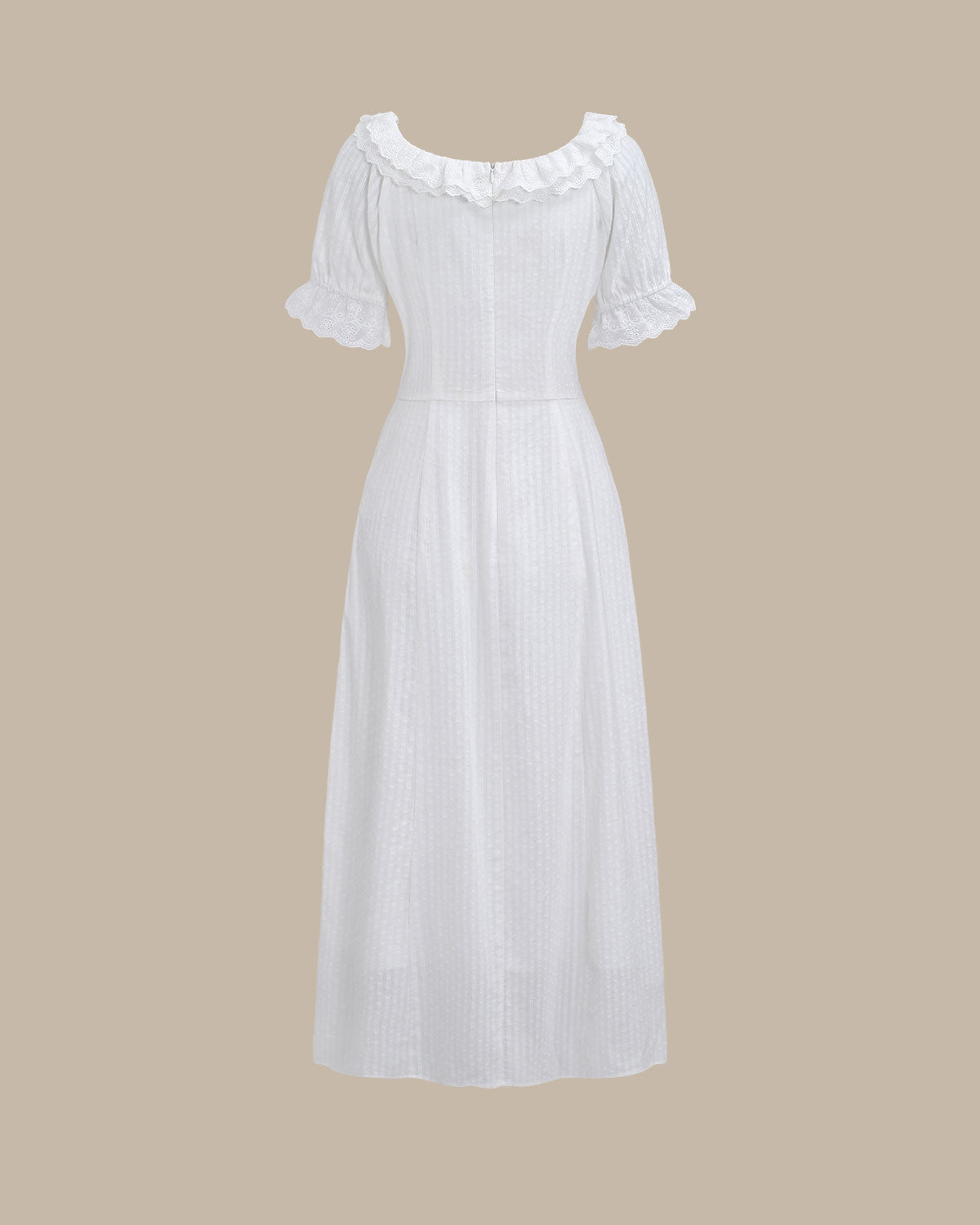 White Embroidery Puffed Sleeve Maxi Dress