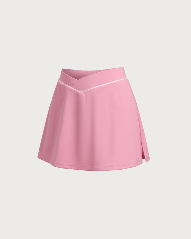Pink High Stretch A-Line Yoga Skirt