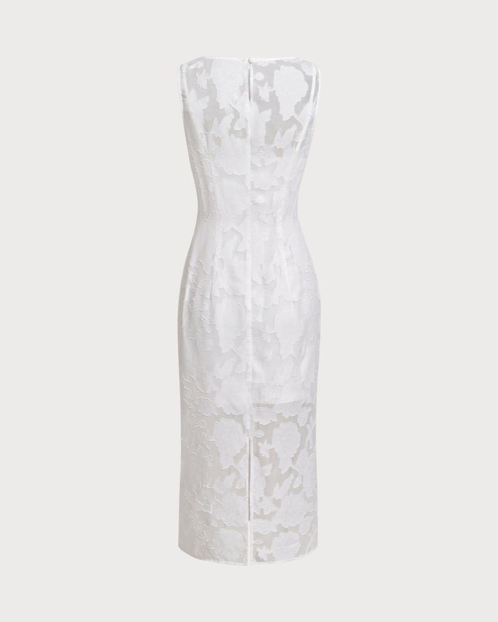 White Lace Boat Neck Midi Dress