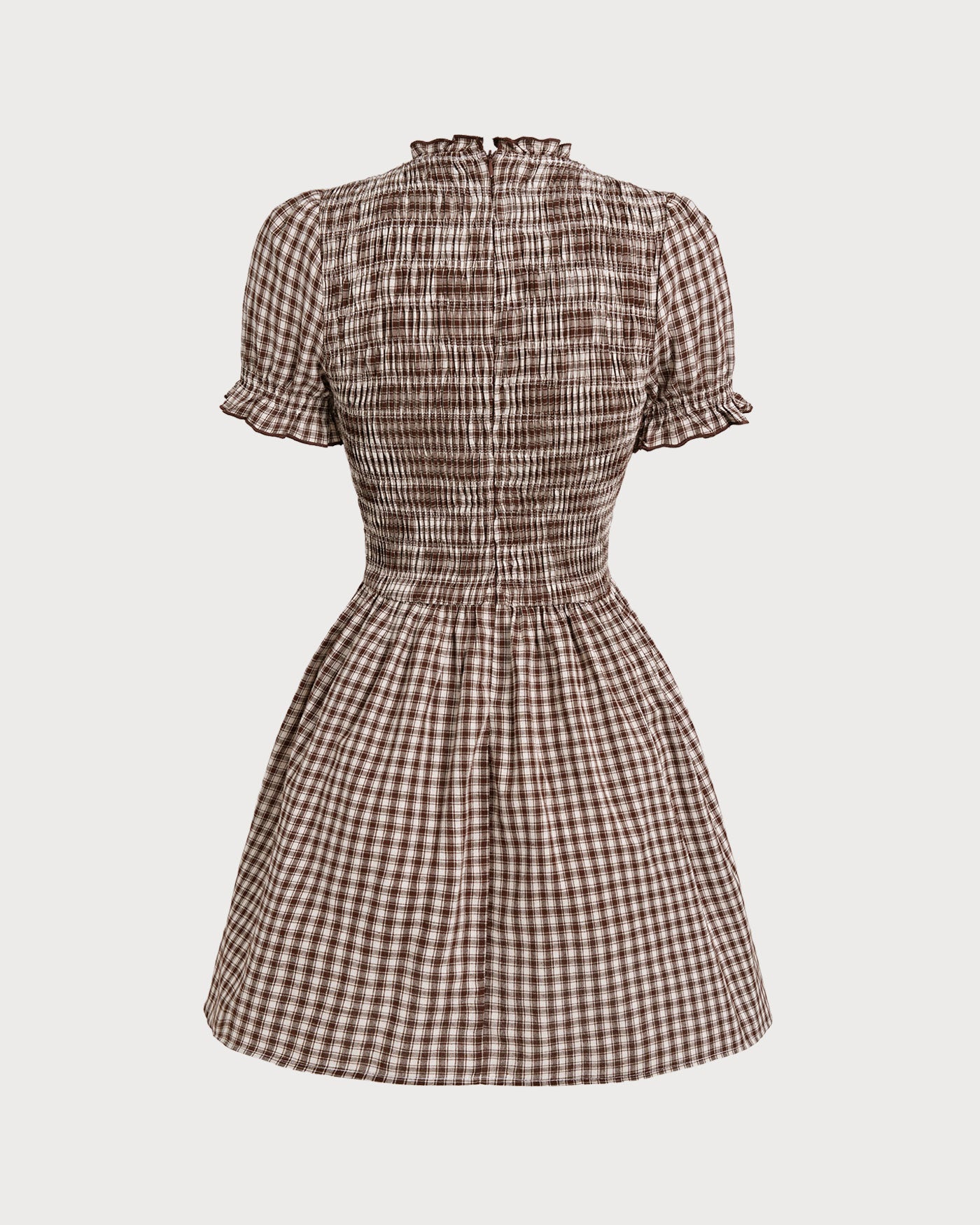 Coffee Gingham Puffed Sleeve Mini Dress & Reviews - Coffee - Dresses | RIHOAS Coffee Gingham Puffed Sleeve Mini Dress & Reviews - Coffee - Dresses | RIHOAS