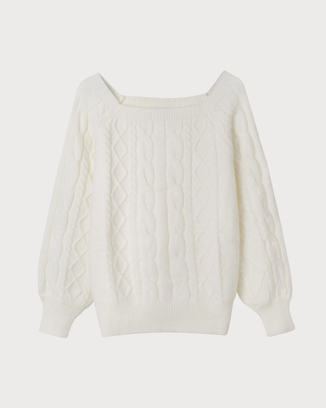 The Romance Cable Knit Crew Sweater - RIHOAS