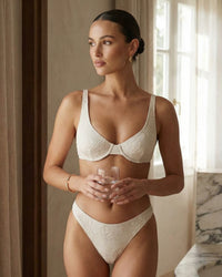 Beige Jacquard Underwire Bikini Set