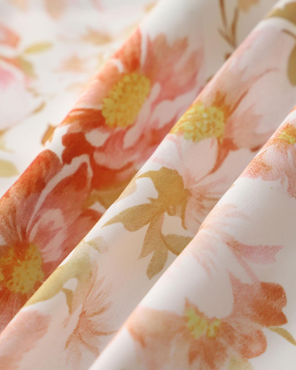 Orange Floral V-Neck Puffed Sleeve Maxi Dress