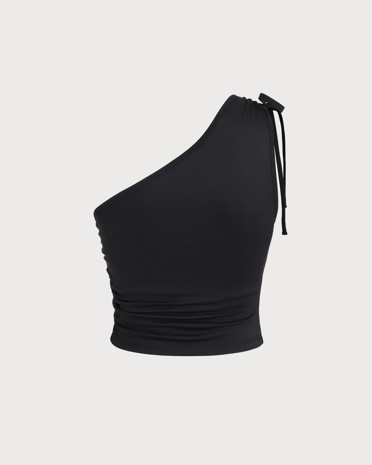 Black One Shoulder Yoga Tank Top