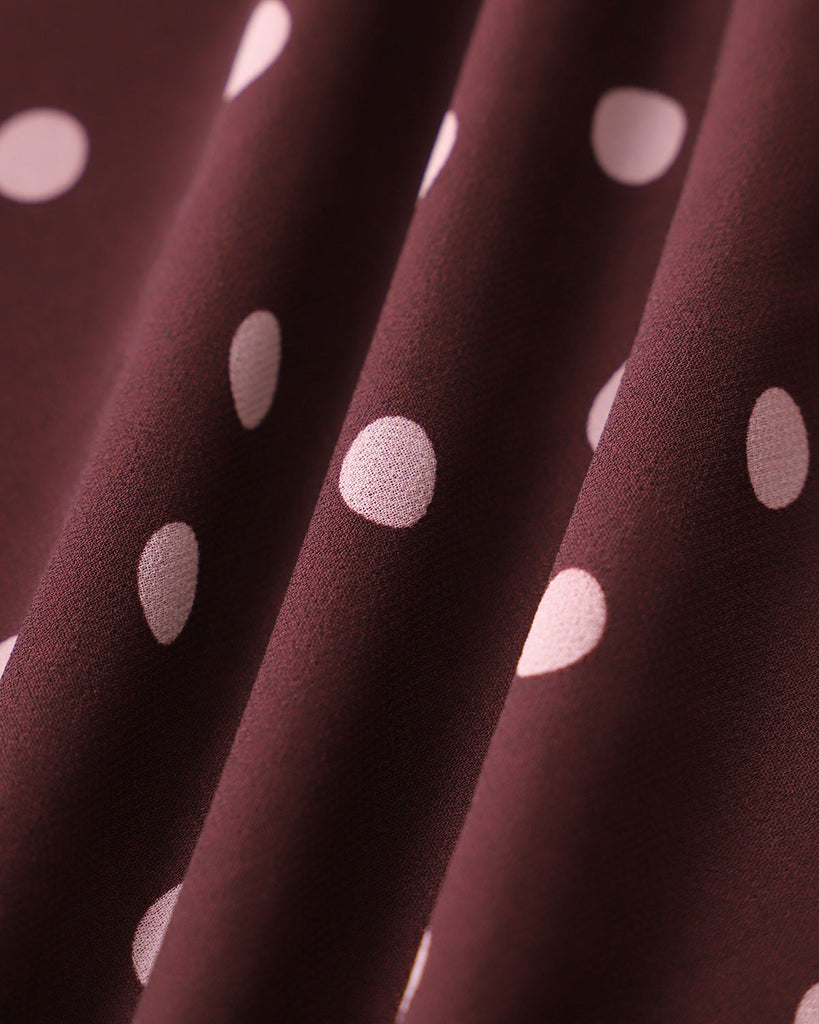 Purple Polka Dot V Neck Maxi Dress
