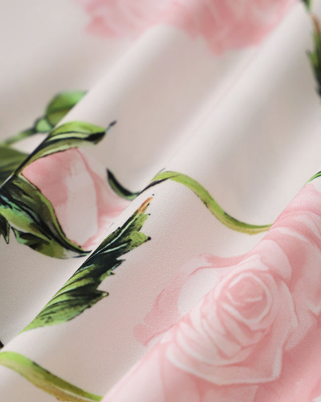 Pink Floral Ruched Belted Slip Mini Dress