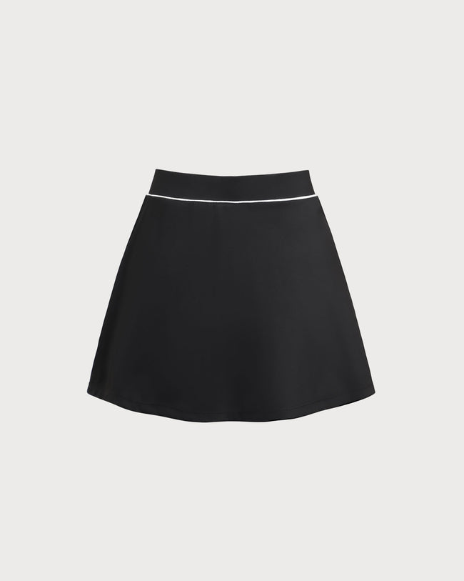 Black High Stretch A-Line Yoga Skirt