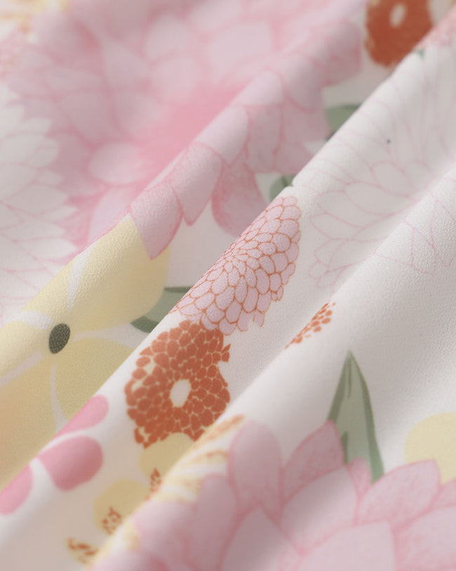 Pink Floral Sweetheart Neck Slip Mini Dress