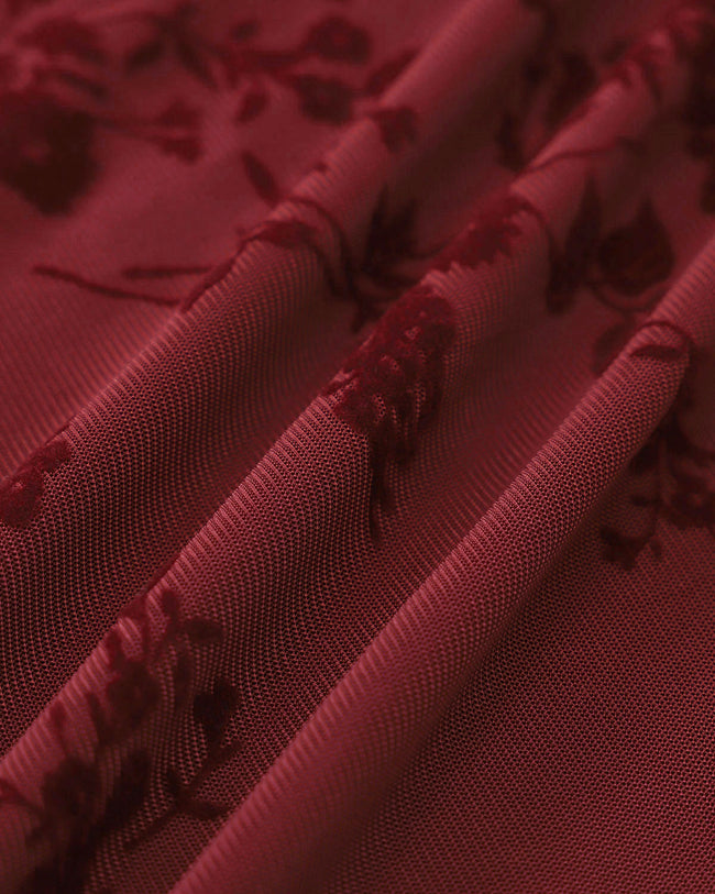 Red Floral Mesh Slip Mini Dress