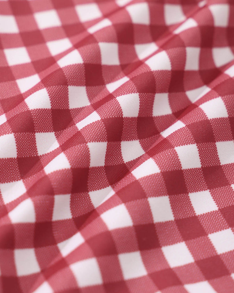 Red Plaid Tie Front Tankini Swimsuit