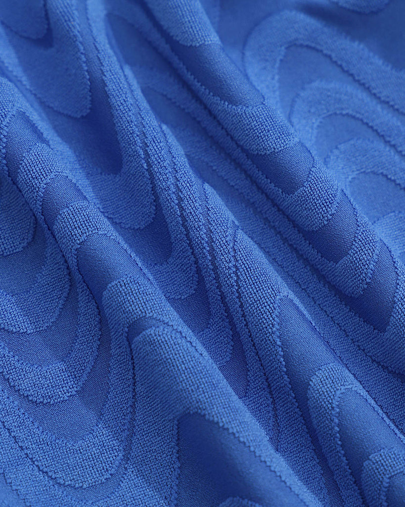 Blue Wave Textured Ruched One-Piece Swimsuit