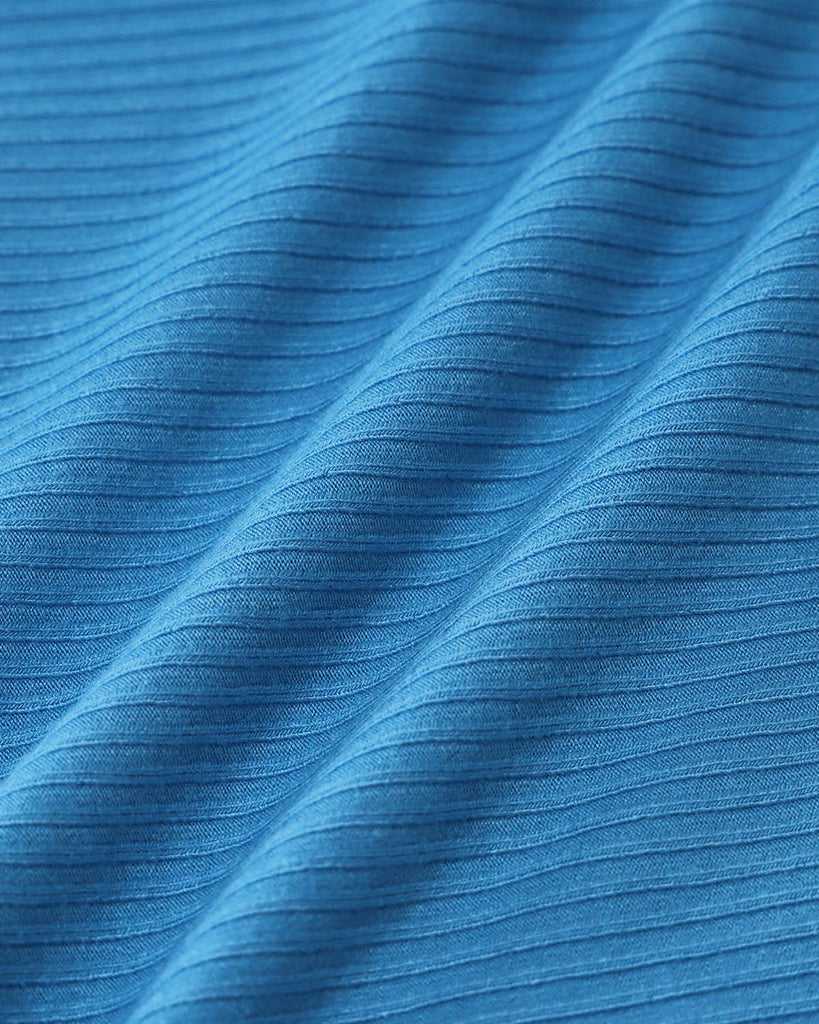 Blue Square Neck Button-Up Tank Top