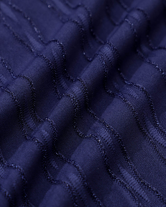 Blue Textured Tie Front One-Piece Swimsuit