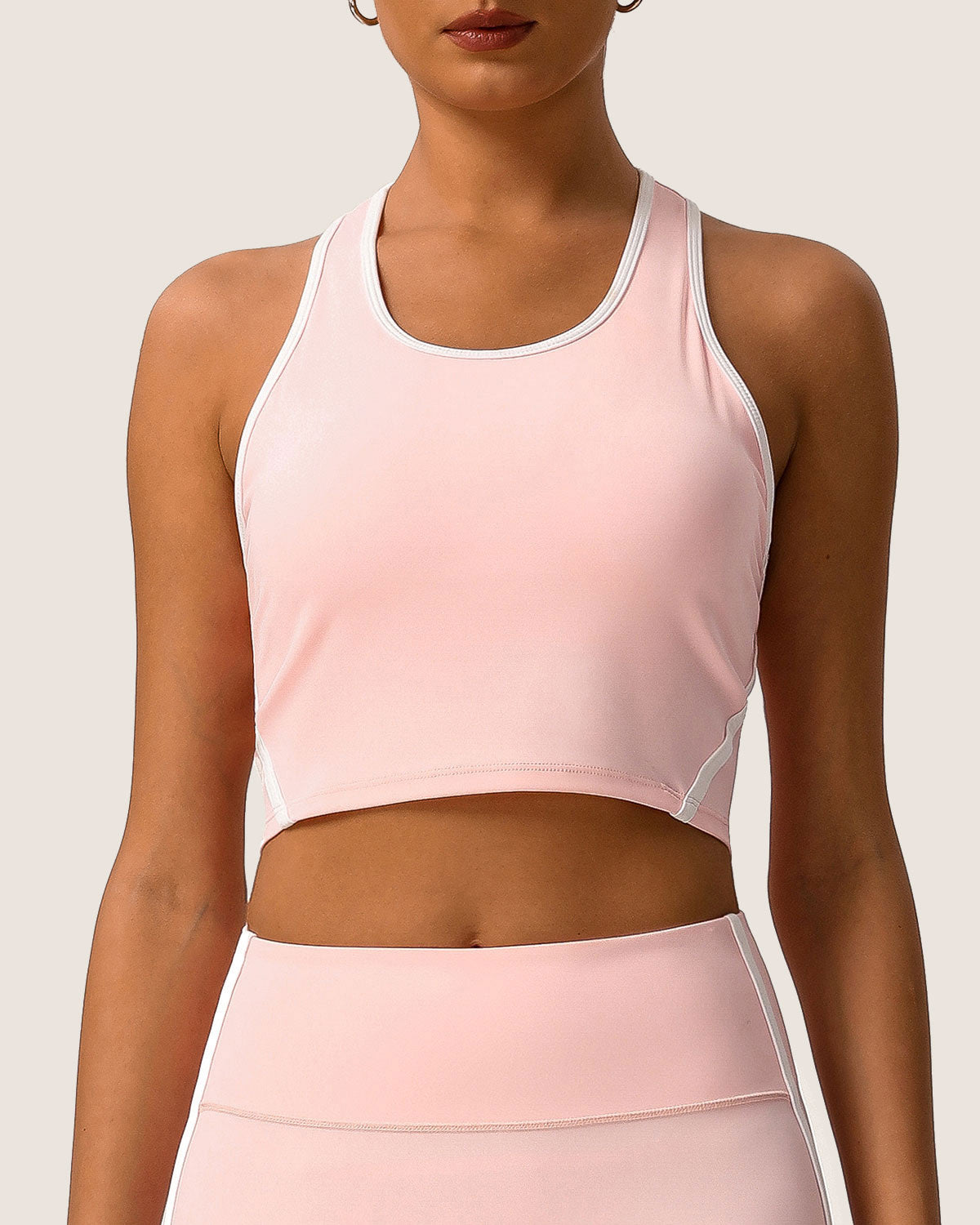 Pink Scoop Neck Yoga Tank Top